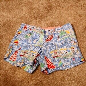 Lilly Pulitzer "Get Nauti" Blue Nautical Boats Callahan Shorts Size 2